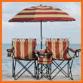 cadeira de praia dupla dobrável com guarda-chuva